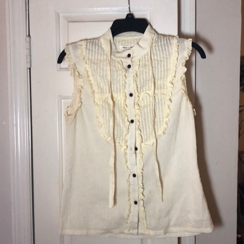 Alice + Olivia Sleeveless Ruffle Blouse